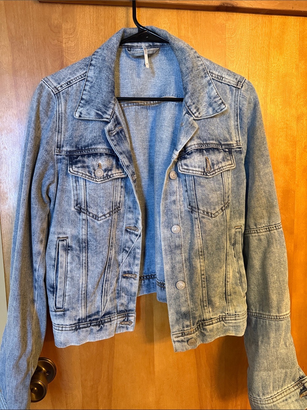 Free People Light Blue Washed Denim Jacket